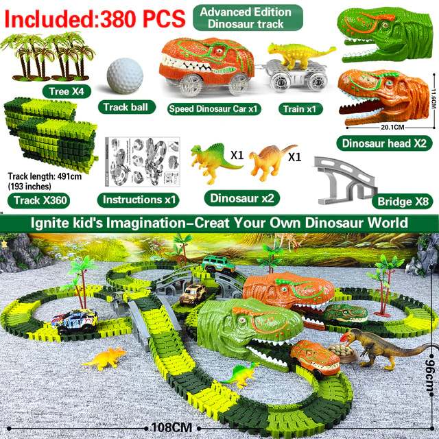 Spoorweg Racebaan - DinoPlezier - Educatief DIY - Flexibel & LED Licht