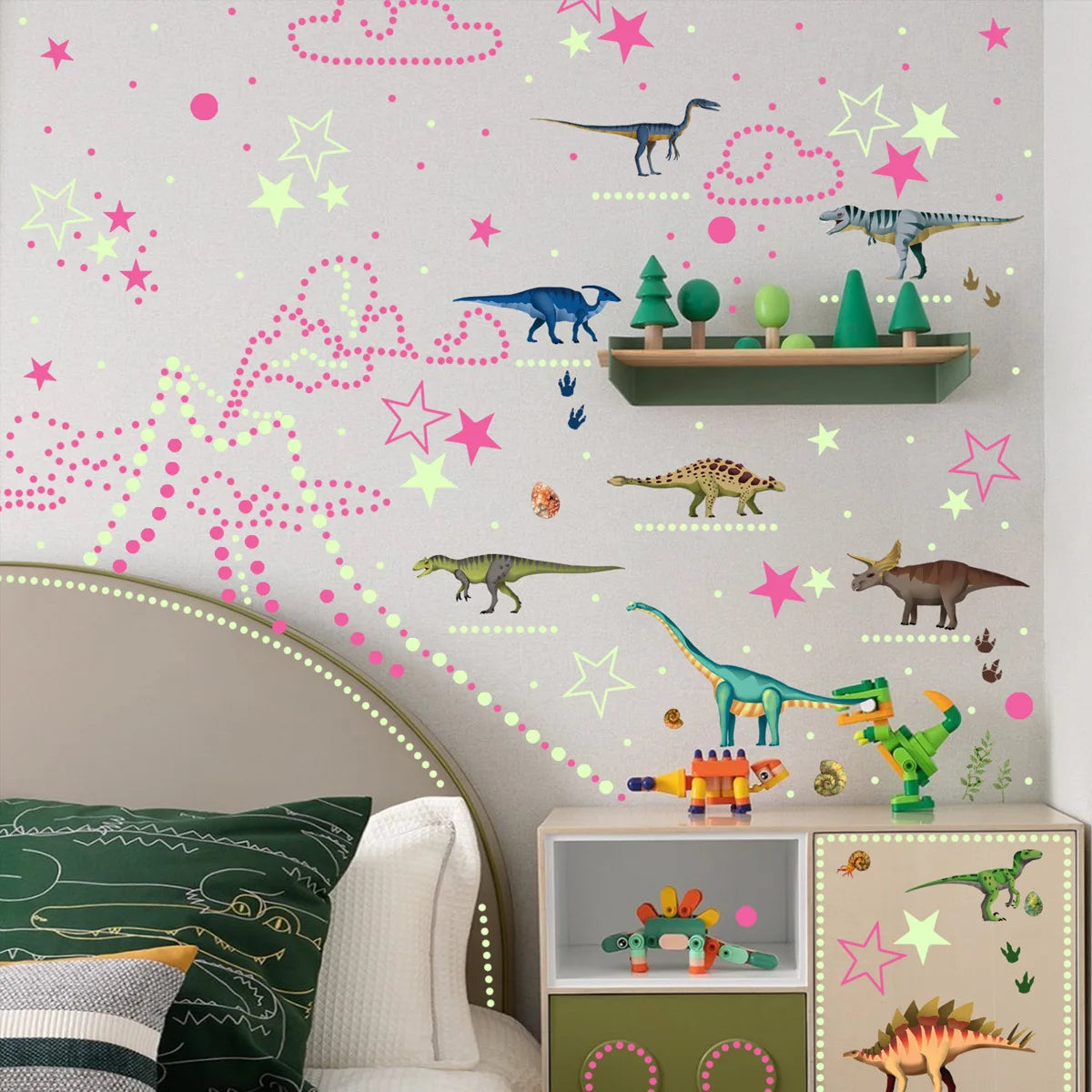 Muurstickers - Dino-Glow - Verwijderbaar Waterdicht - Kinderkamerdecor