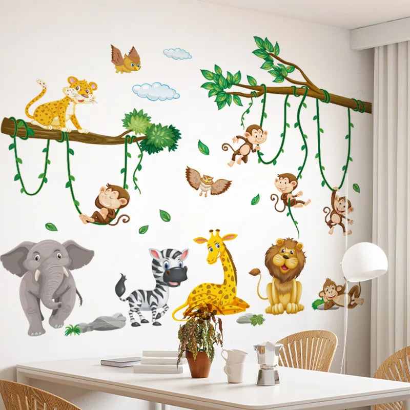 Muursticker - Bosvrienden - Cartoon Dieren - Babykamerdecoratie