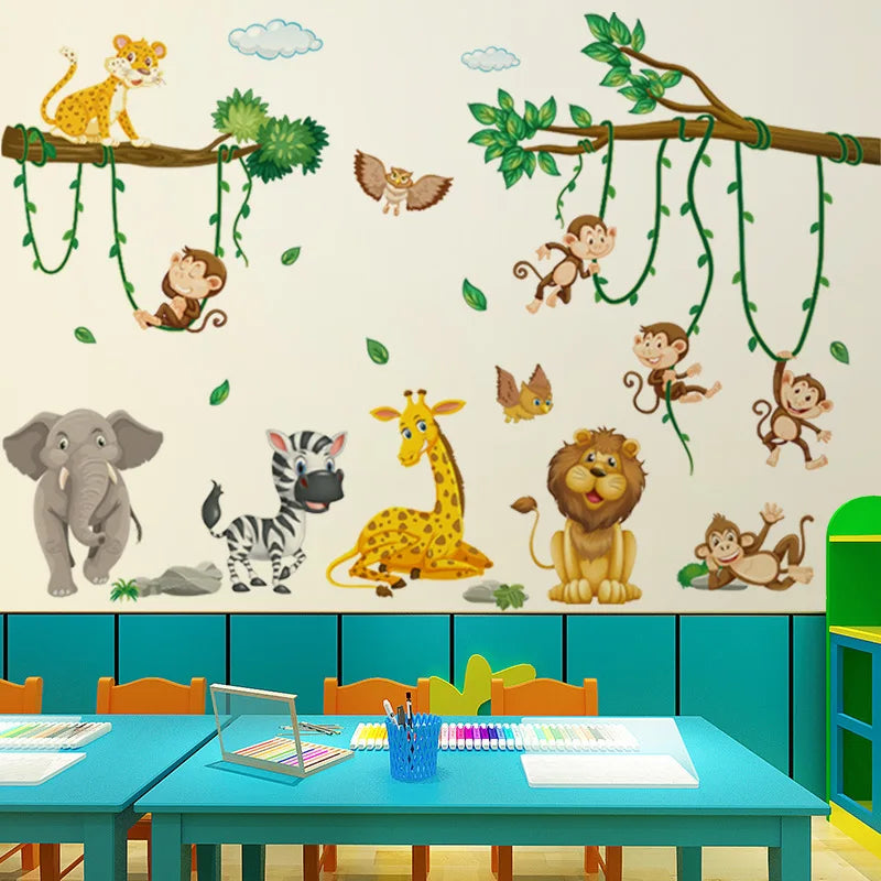 Muursticker - Bosvrienden - Cartoon Dieren - Babykamerdecoratie