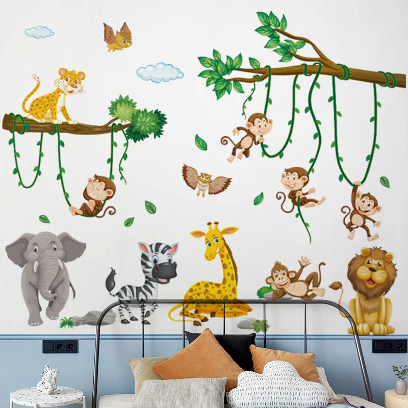 Muursticker - Bosvrienden - Cartoon Dieren - Babykamerdecoratie