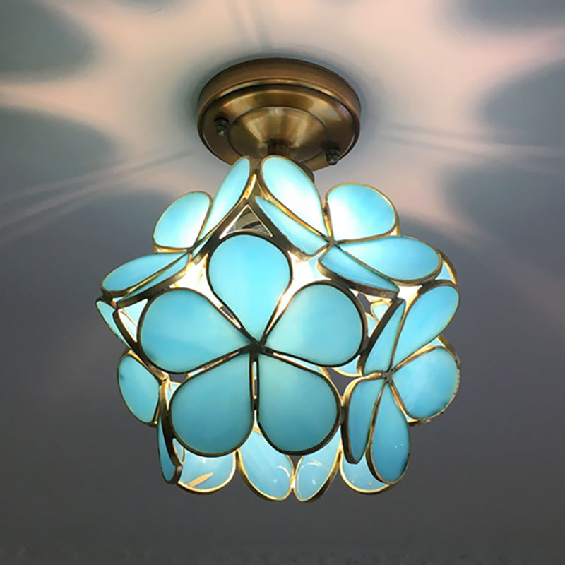 Plafondlamp - FloralGlow - Retro Glas-in-lood - Opbouwmontage