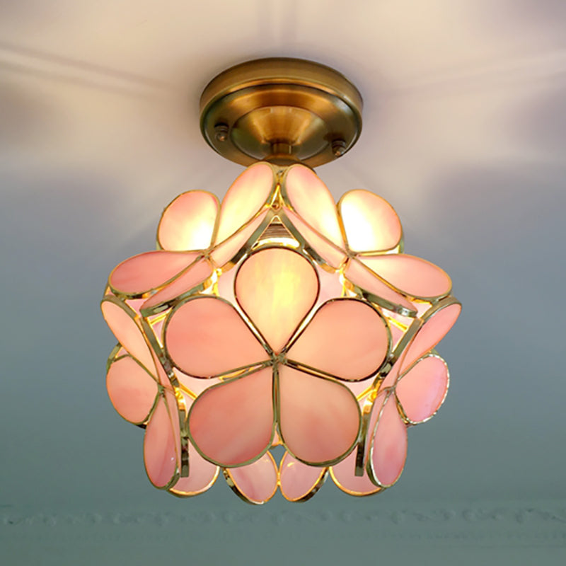 Plafondlamp - FloralGlow - Retro Glas-in-lood - Opbouwmontage