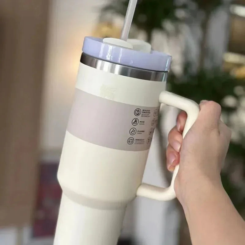 Thermo Beker Tumbler - Thermix - Vacuüm Geïsoleerd - Deksel Rietje