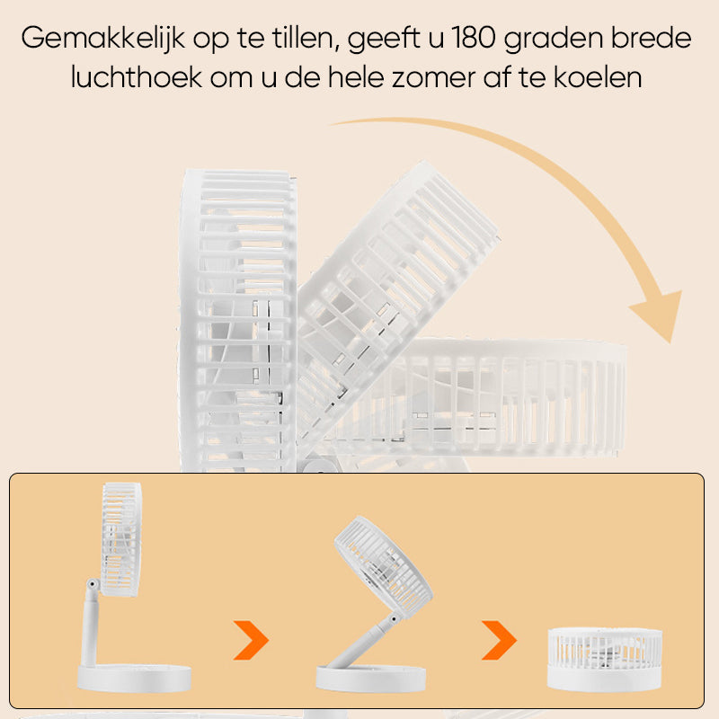 Tafelventilator - CoolBreeze - Oplaadbaar Opvouwbaar - Telescopisch Ontwerp