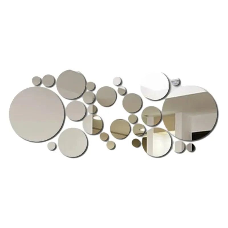 Muursticker 3D Acryl Spiegel - Zilver Zwart Goud - Modern Minimalistisch - Zelfklevend - 26 Stuks