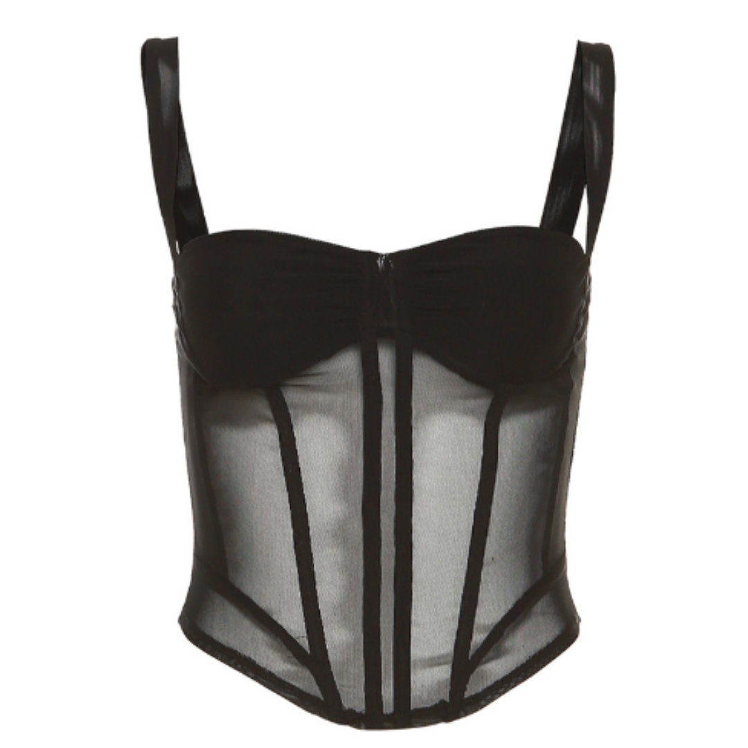 Corsettop - Elegance - Mesh ontwerp - Zwarte elegantie