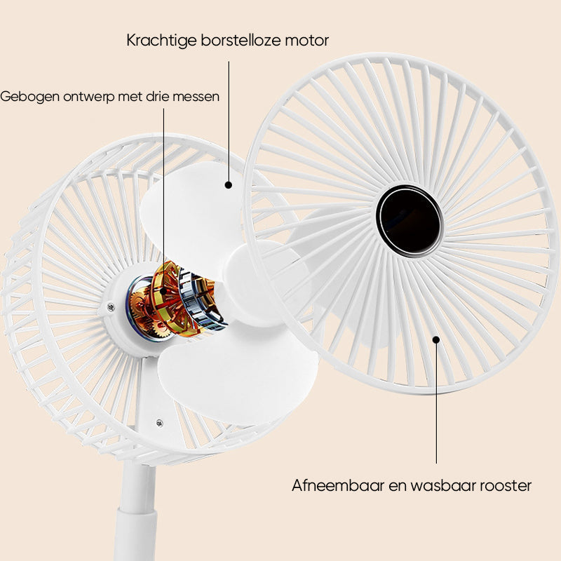 Tafelventilator - CoolBreeze - Oplaadbaar Opvouwbaar - Telescopisch Ontwerp