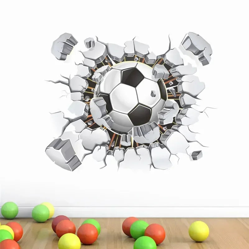 Muurstickers - Goal-Getters - 3D Voetbal - Jongenskamerdecoratie