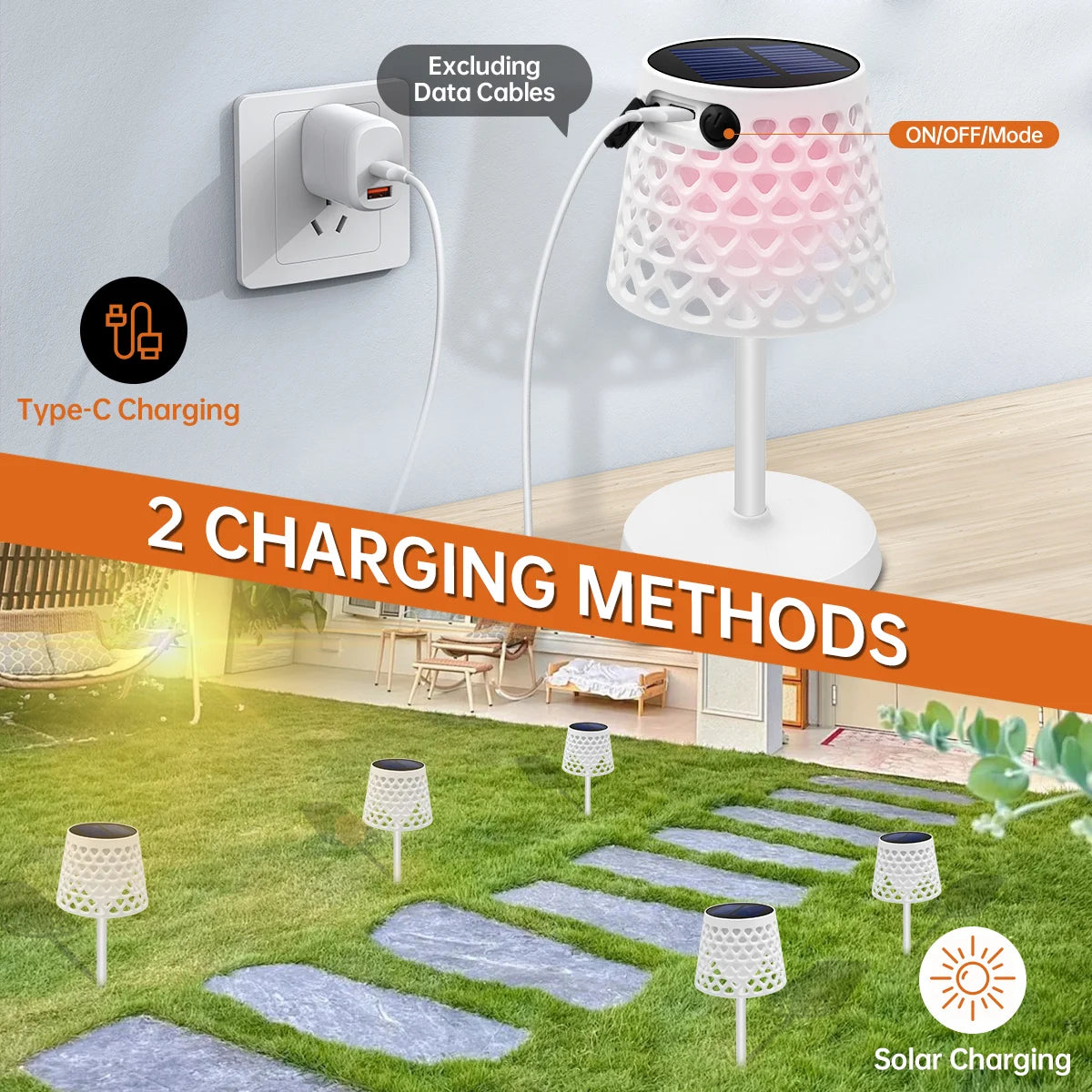 Zonne Tafellamp - Draadloos - Solar Powered - Voor Tuin/Patio - LED Bureaulamp