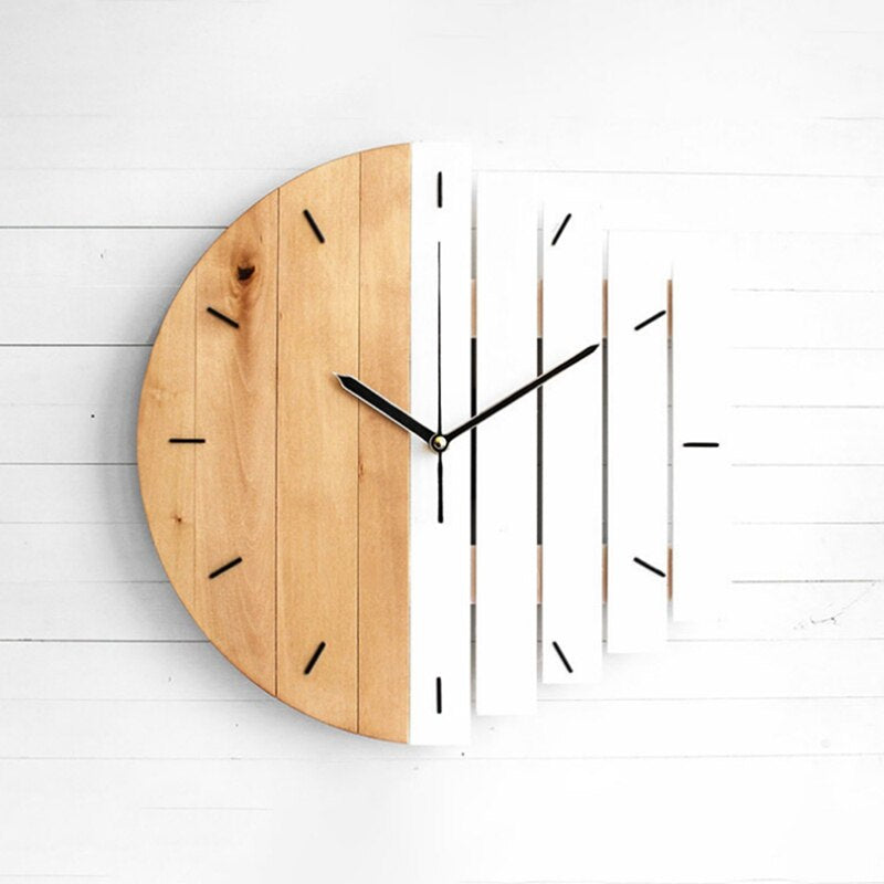 Wandklok - LineWood - Modern Houten Ontwerp - Rustieke Charme