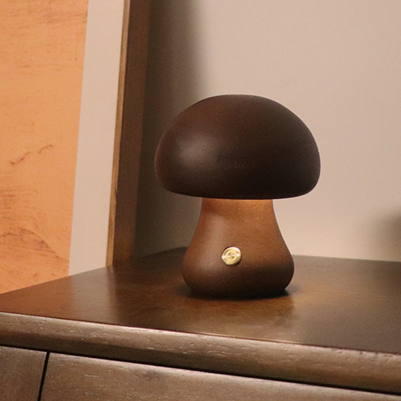 Nachtlamp - DreamShroom - Houten Paddenstoel - LED Touch Schakelaar