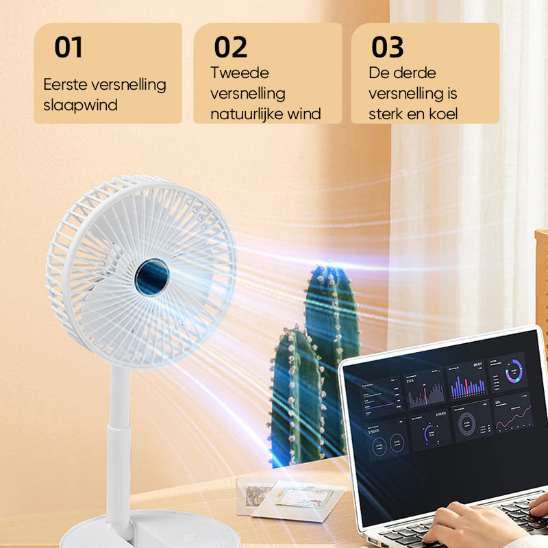 Tafelventilator - CoolBreeze - Oplaadbaar Opvouwbaar - Telescopisch Ontwerp