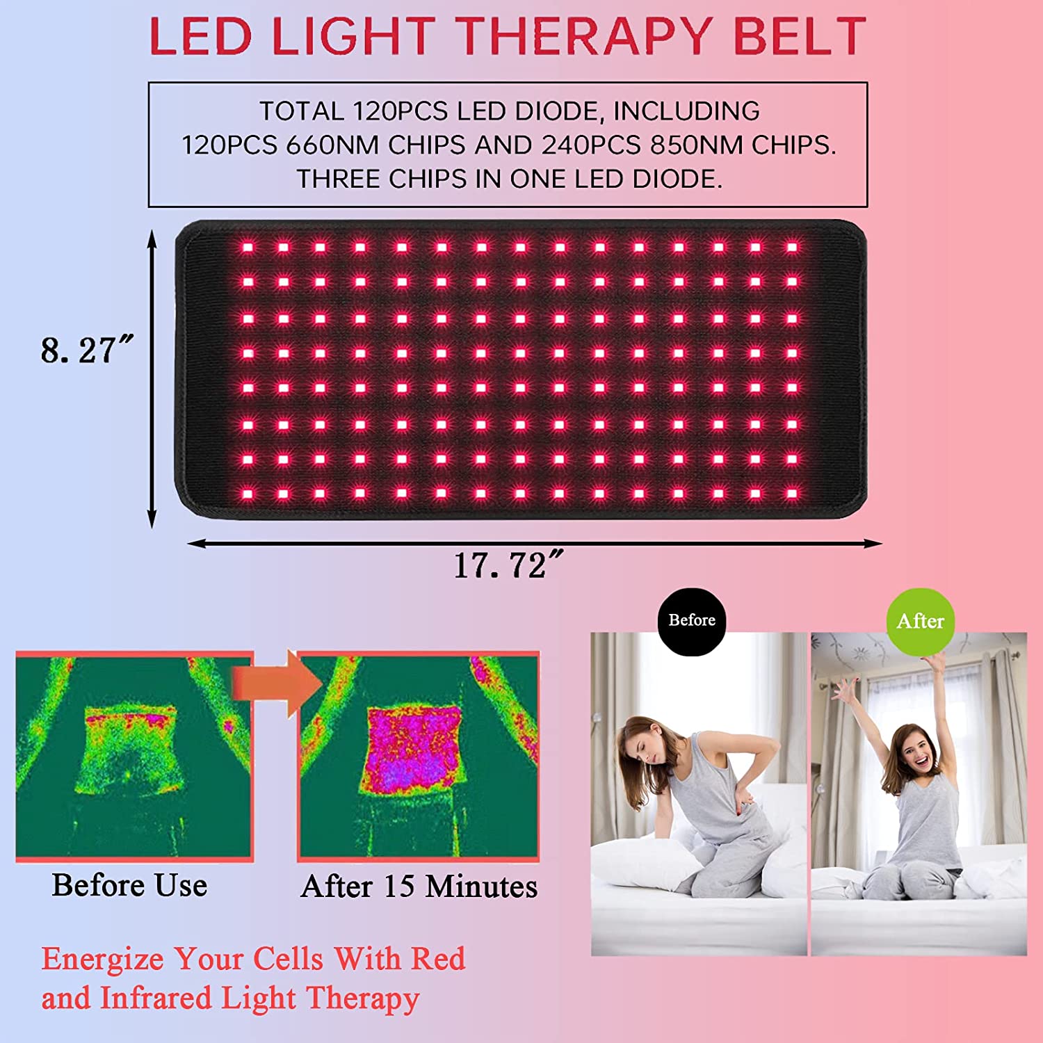 Infrarood Therapie Riem - HealMax - Pijnverlichting - Medische Kwaliteit