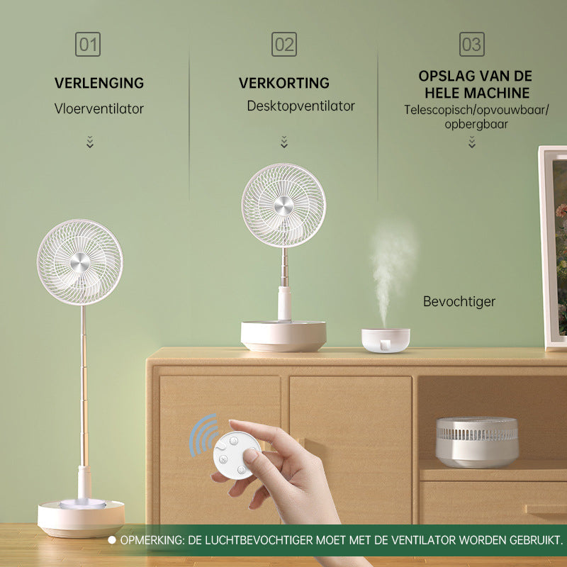 Tafelventilator - CoolBreeze - Oplaadbaar Opvouwbaar - Telescopisch Ontwerp