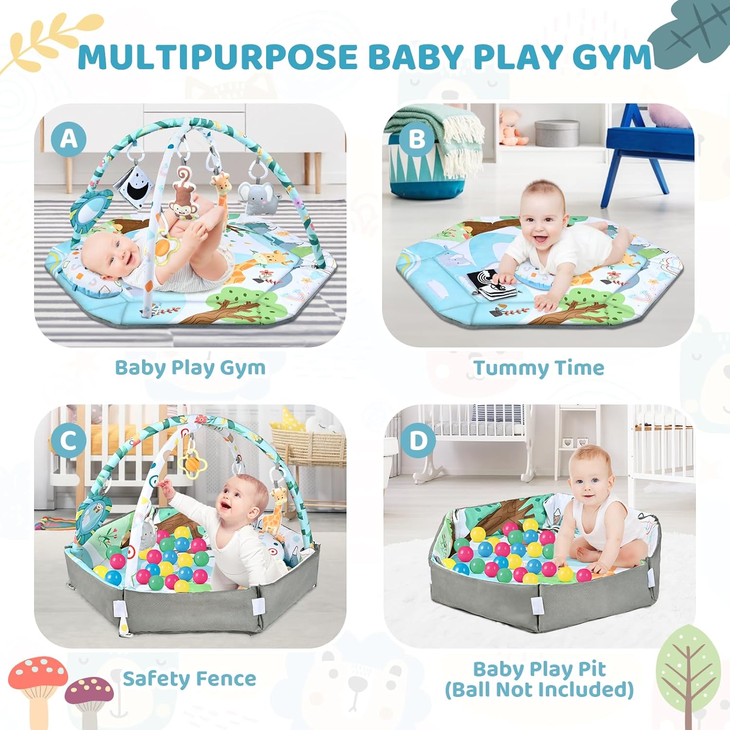 Babyspeelmat - TummyTimey - 8-in-1 Babygym - Sensorische Ontwikkeling