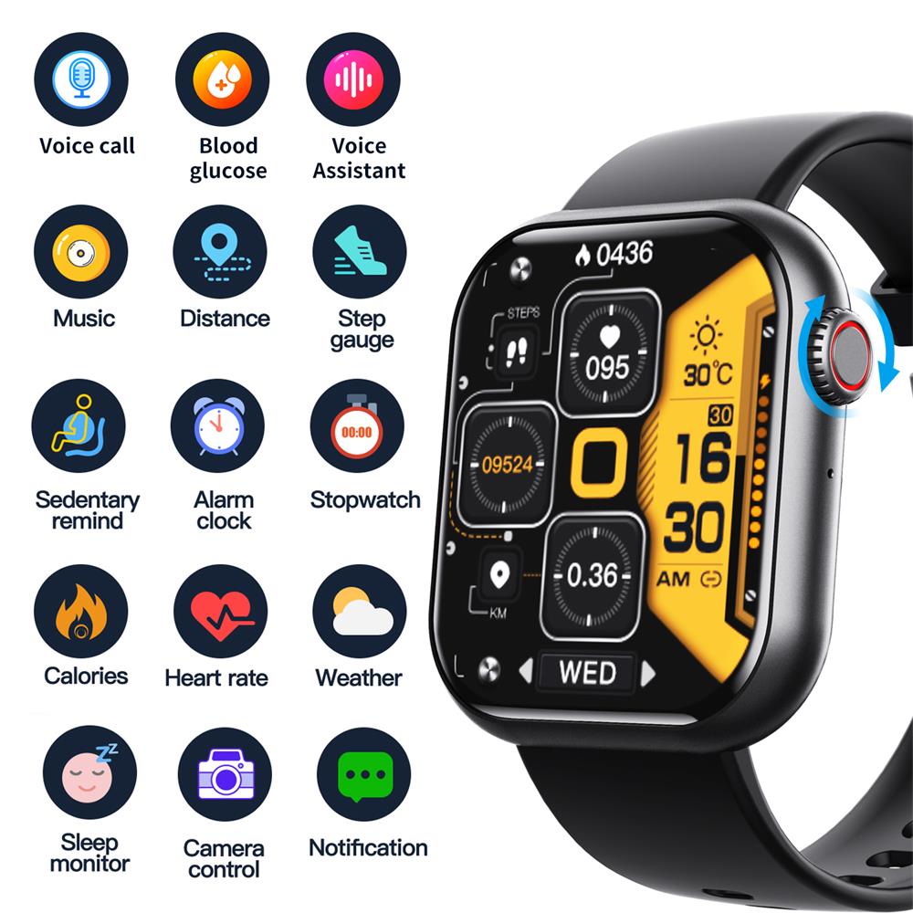 Smartwatch - Gezondheidsmeten - Bloedglucose Monitor - Waterdichte Fitness Tracker