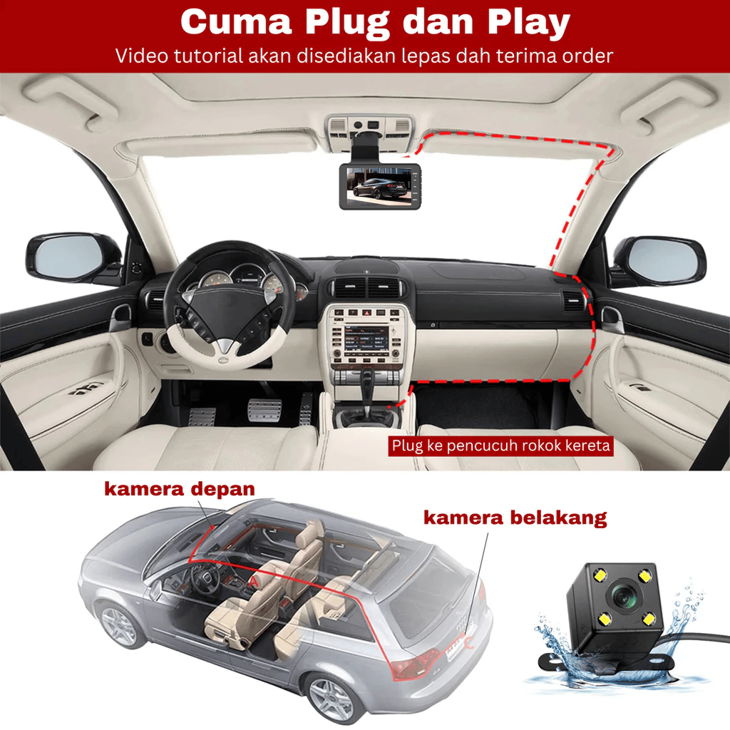 Dashcam - SafeDrive - Dual-Lens HD - 24-Uurs Parkeerbewaking