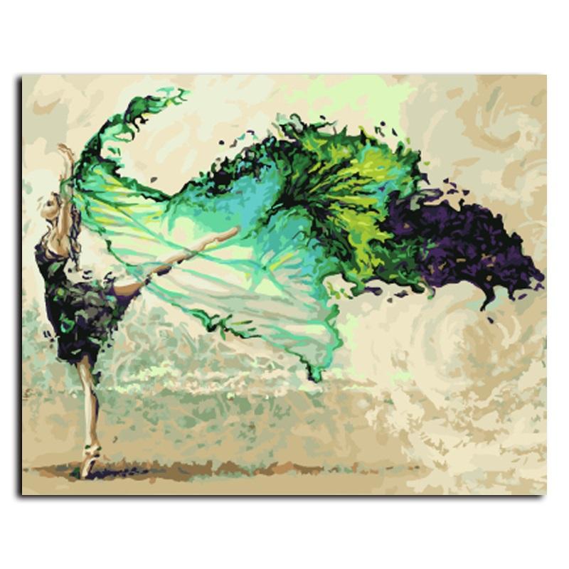 Schilderen op nummer - Ballet - Groen - Elegante Kunst