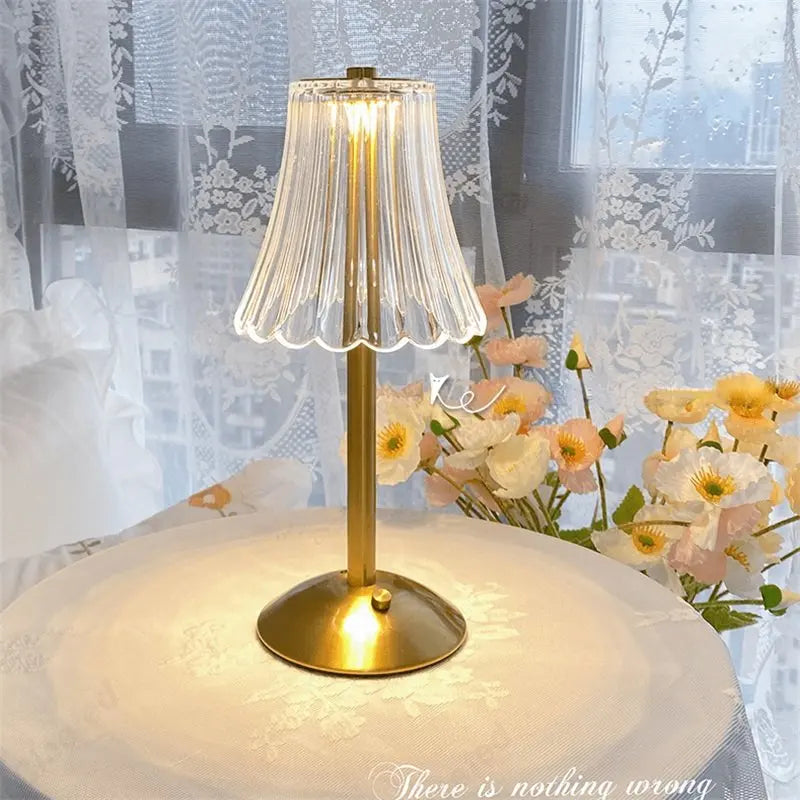 Draadloze tafellamp - Slaapkamer lamp - Kristaldecor - Dimbaar - Draadloos