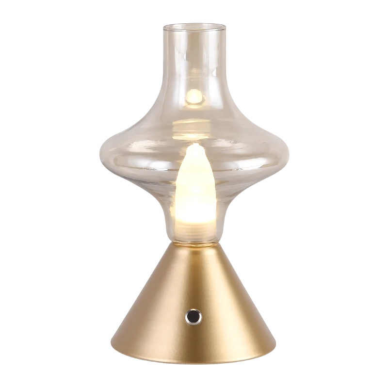 Tafellamp - Lantaarn style - Retro stijl - LED Verlichting - Touch Lamp - zwat/goud