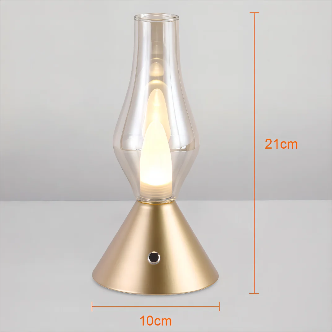 Tafellamp - Lantaarn style - Retro stijl - LED Verlichting - Touch Lamp - zwat/goud