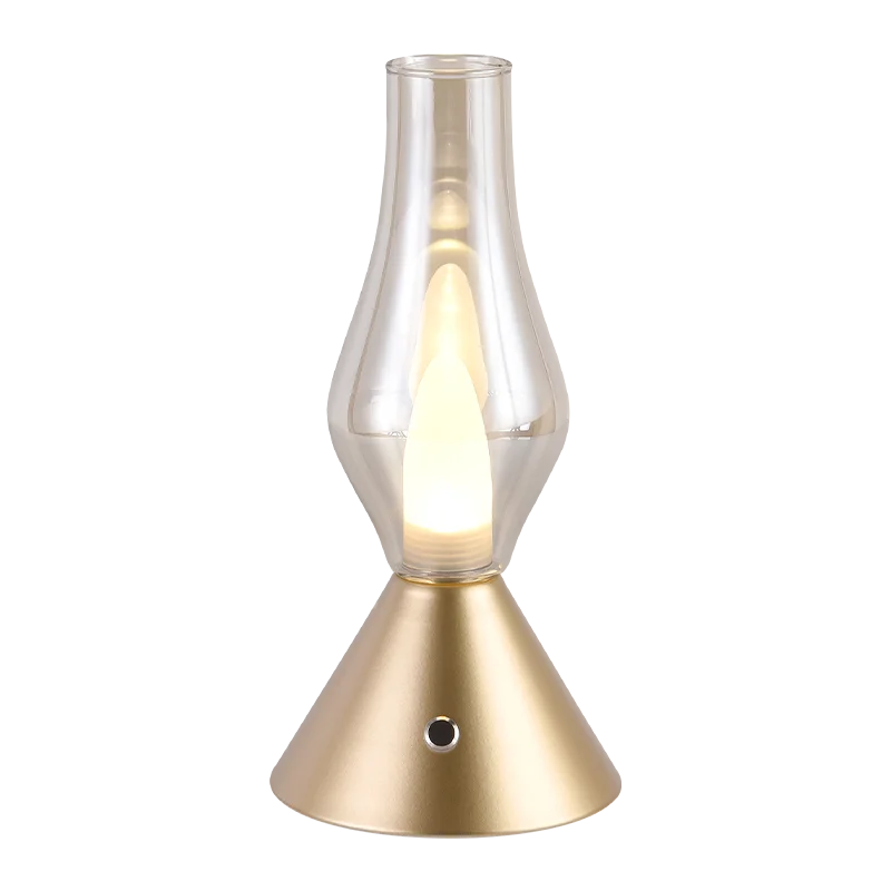 Tafellamp - Lantaarn style - Retro stijl - LED Verlichting - Touch Lamp - zwat/goud