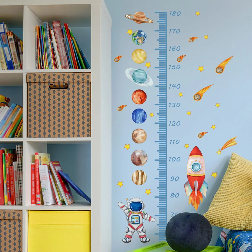 Groeimeter muursticker | Astronauten muursticker voor de kinderkamer