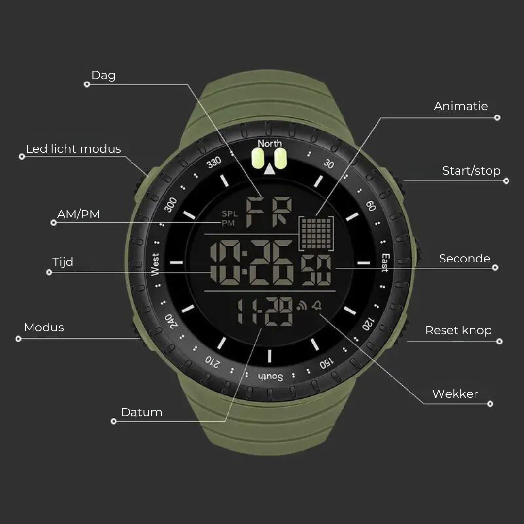 Outdoor Horloge - RuggedTime - Waterdicht & Duurzaam - Robuust Ontwerp