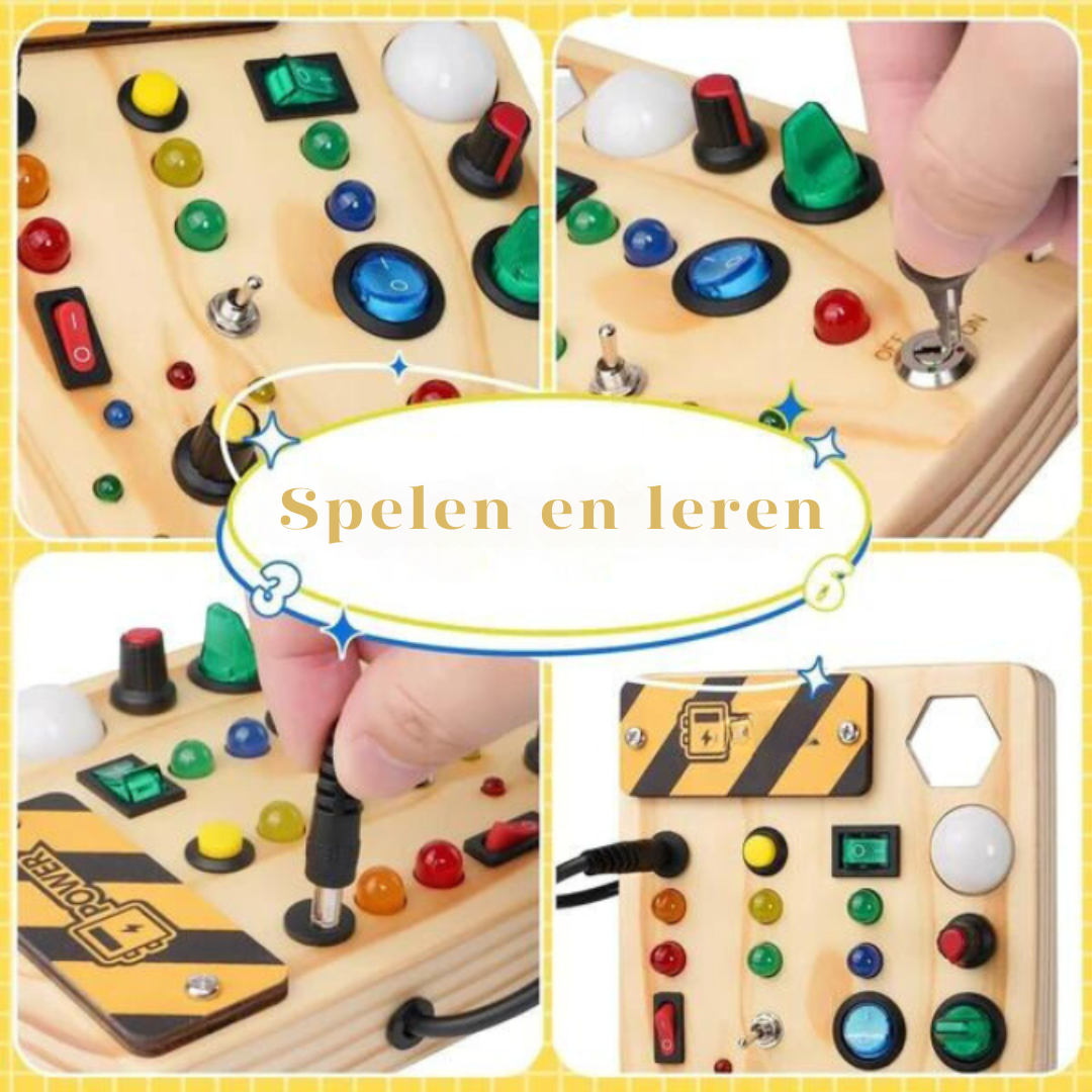 Montessori Bord - GlowQuest - LED-Lichtjes & Interactieve Schakelaars - Leuk & Educatief