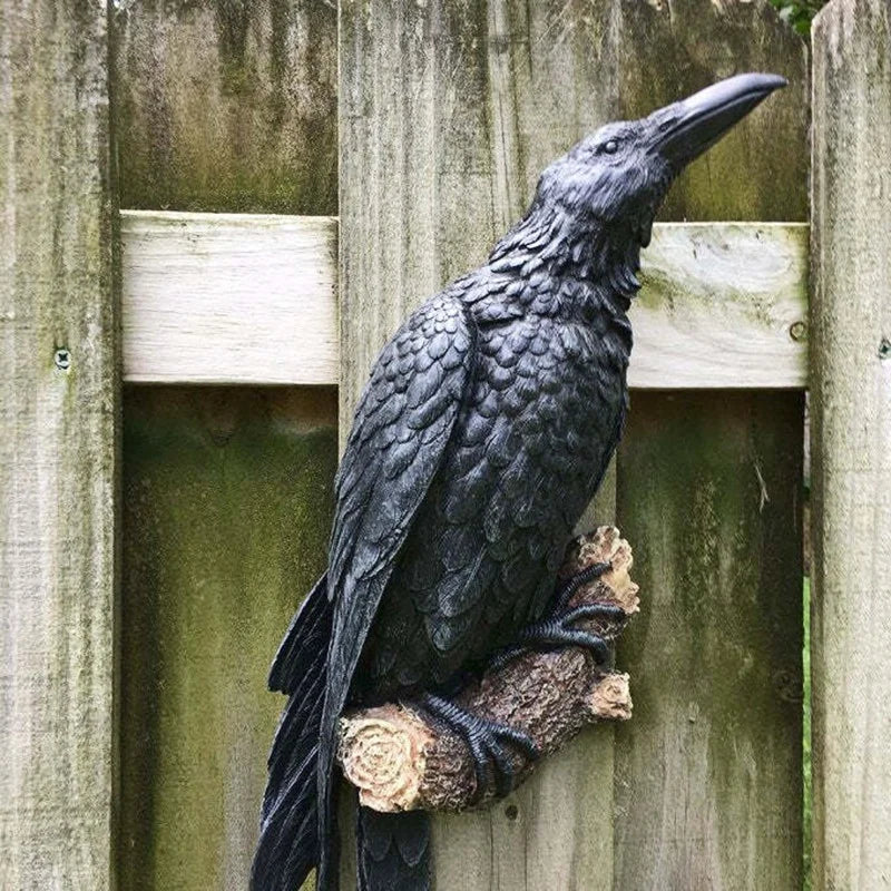 Vogelbeeld - Kraai Beeldhouwwerk - Nep Buiten - Halloween Decoratie