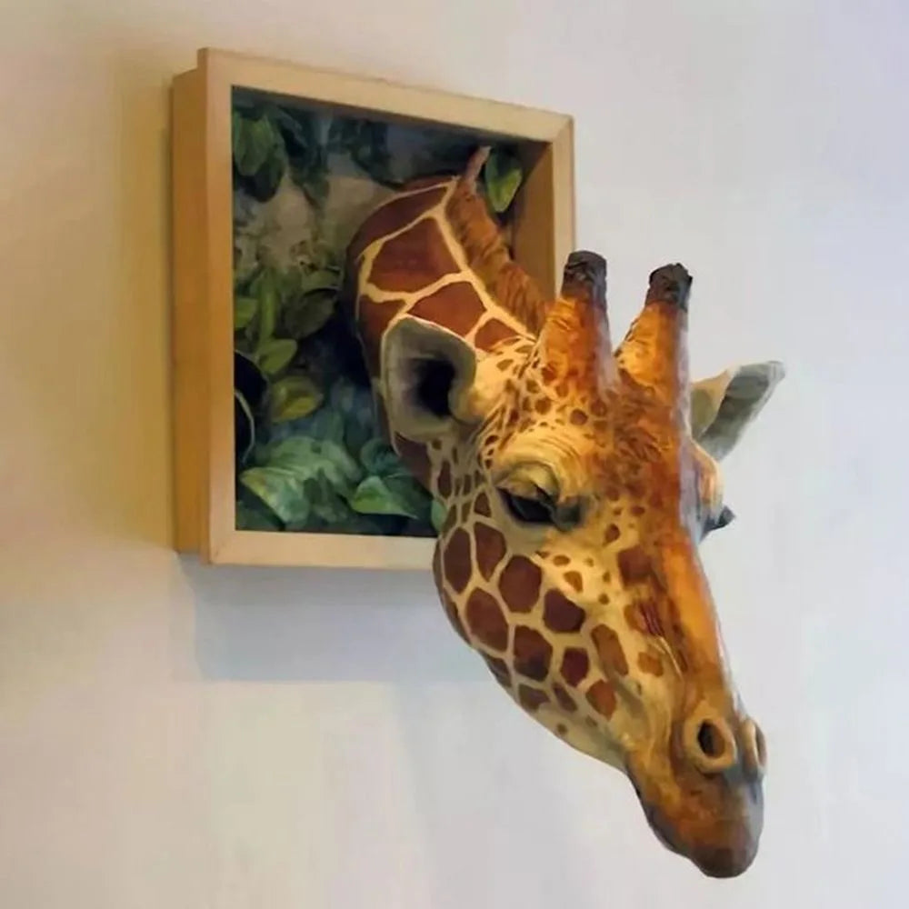 Giraffenkop - Muurdecoratie - 3D Beeldhouwwerk - Levensechte Decoratie