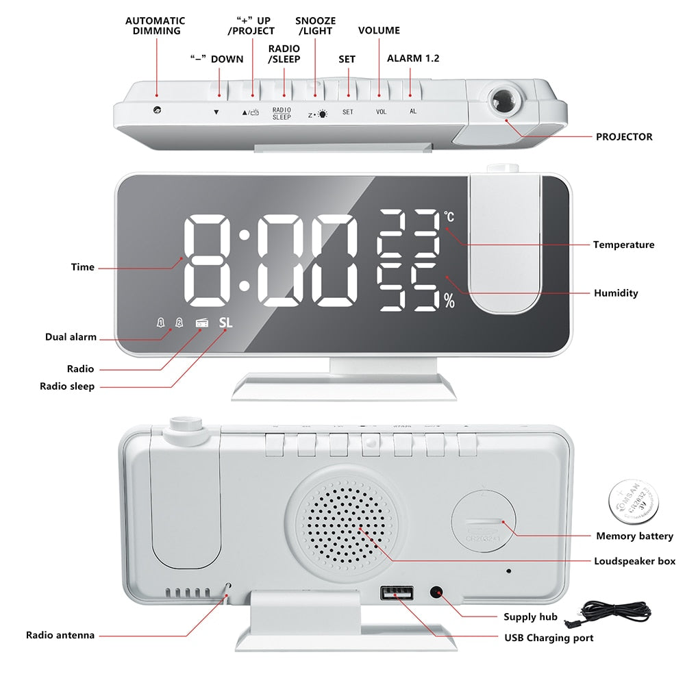 Alarmklok - LumiPro - LED Scherm - USB Oplader