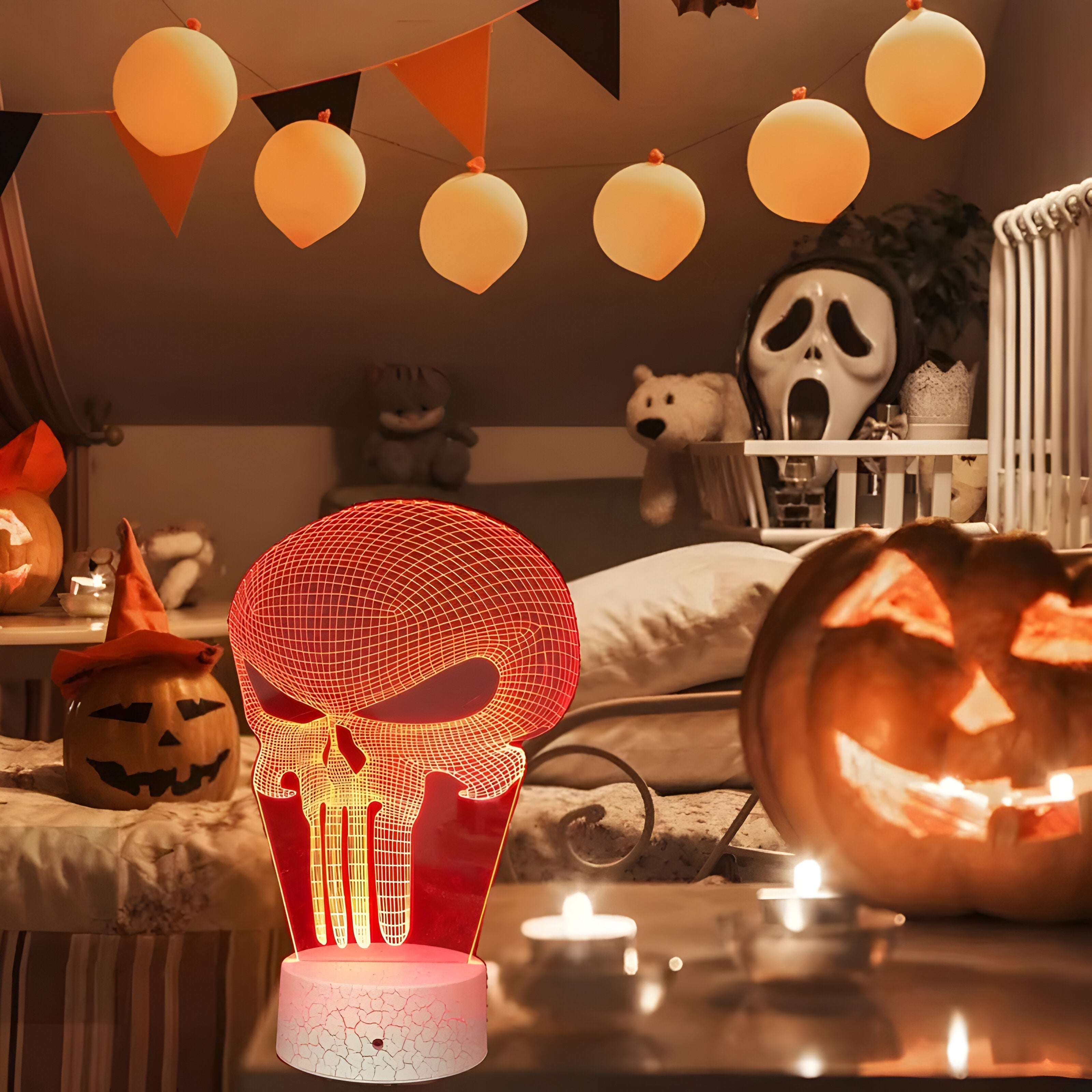 3D Illusie Lamp - PhantomLamp - Punisher Schedel - Perfect Halloween Cadeau