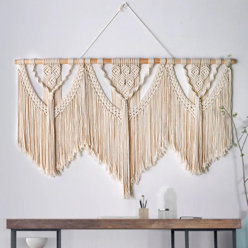 Groot wandtapijt - Handgeweven Boheems met kwastjes - Ibiza stijl - Boho Decor - Muurkleed - Wandkleed