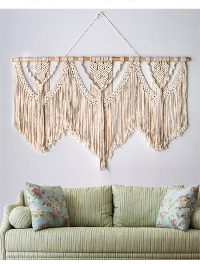 Groot wandtapijt - Handgeweven Boheems met kwastjes - Ibiza stijl - Boho Decor - Muurkleed - Wandkleed