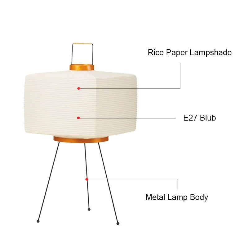 Rijstpapier Lamp - Wabi-Sabi Stijl - Wit - 42x60cm