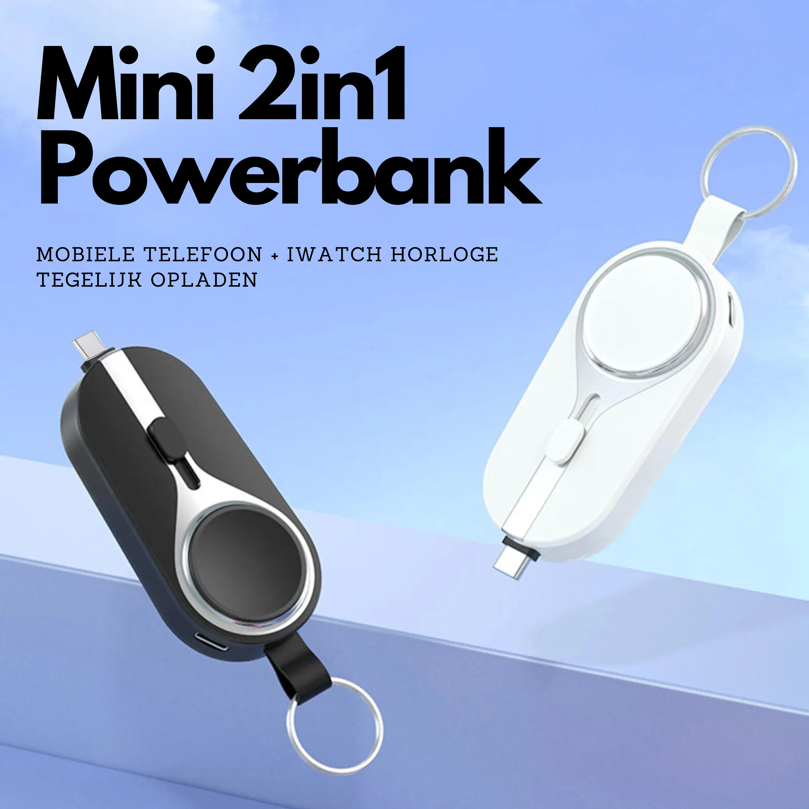 Mini Powerbank - PowerCharge - 2in1 Compact & Draagbaar