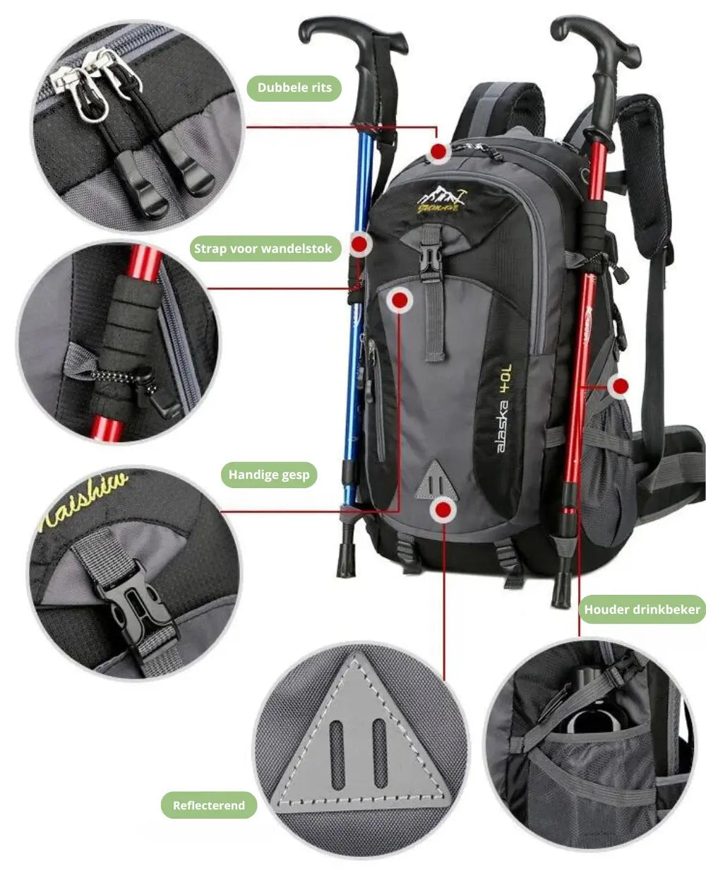 Wandelrugzak - HikeGuard - Waterdicht - 40L Capaciteit