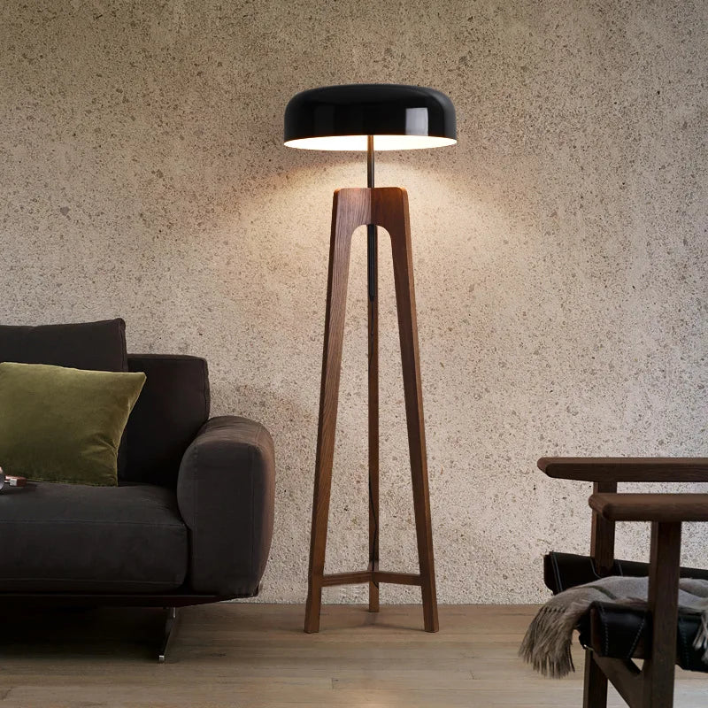 Staande Lamp - Klassiek Houten Bamboe Ontwerp - Notenhout