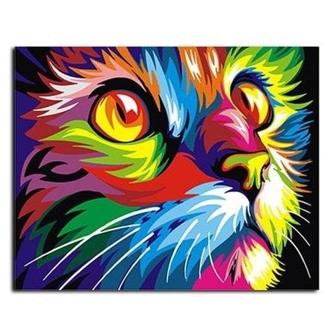 Nummer Schilderij - Kat - Regenboogkleuren - Doe-het-zelf Creatie