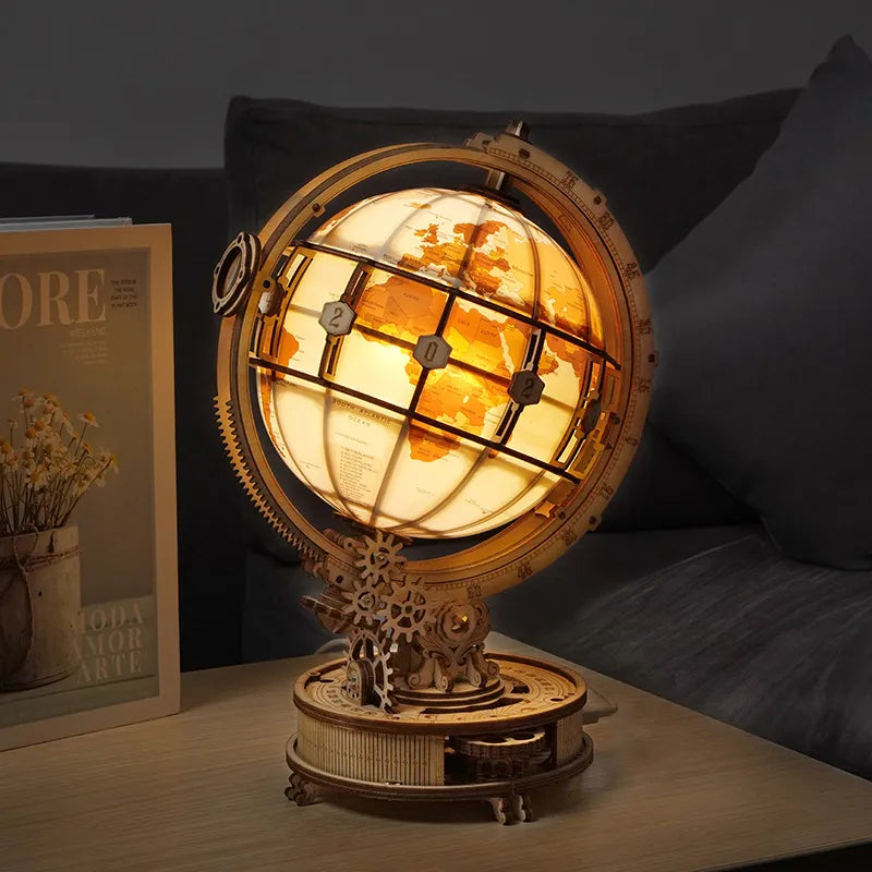 Nachtlamp - GlowGlobe - Warme Gloed - Vintage Wereldkaart Ontwerp