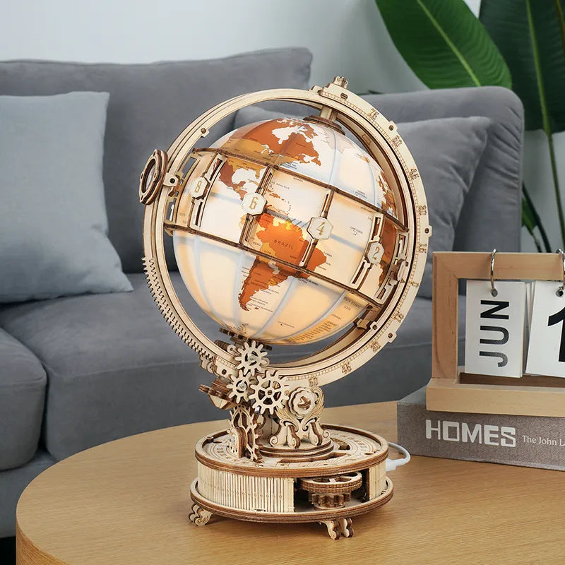 Nachtlamp - GlowGlobe - Warme Gloed - Vintage Wereldkaart Ontwerp