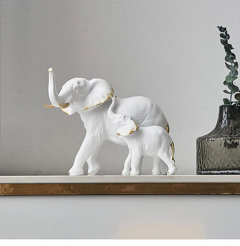 Olifanten Decor Set - DuoElephant - Elegante 2-Delige Ornament - Symbool van Kracht & Wijsheid