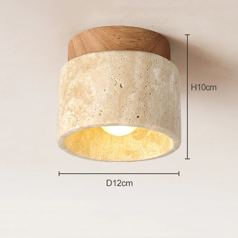 Plafondlamp - Freja - Marmer & Hout - Warm Wit - Decoratieve Lamp