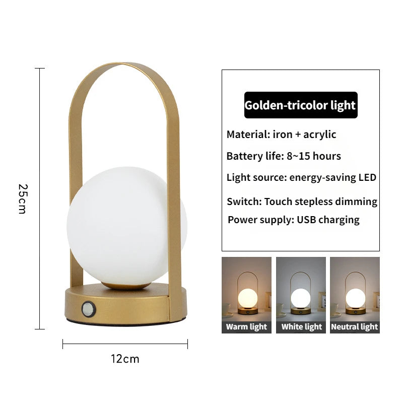 Tafellamp - Hangy - Draagbaar Metaal - USB Oplaadbaar