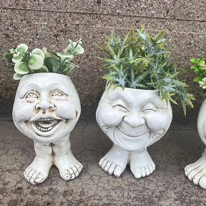 Bloempot - Muggle - Grappig Gezicht - Hars Vetplant Planter