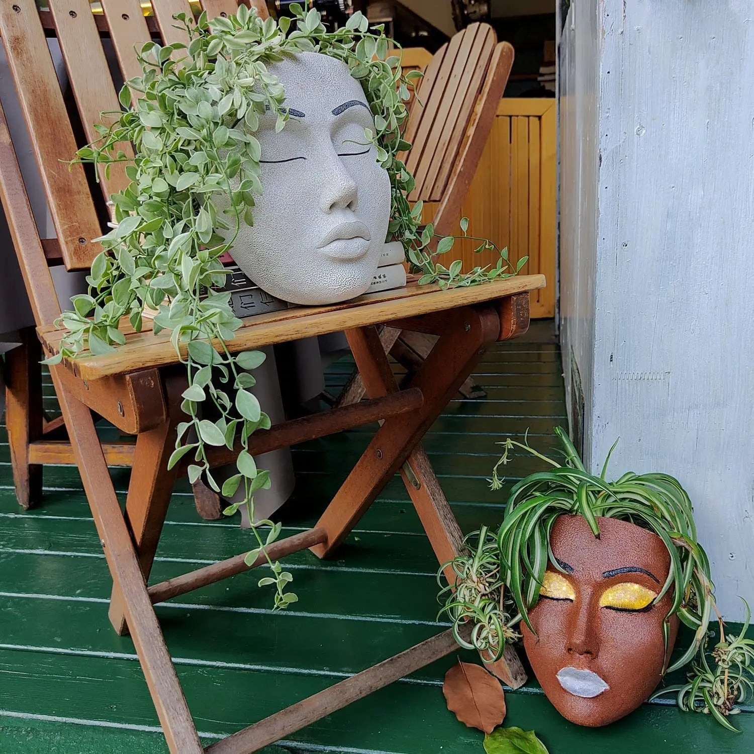 Hangende plantenpot - Visage - Hars Menselijk Gezicht - Muurdecoratie