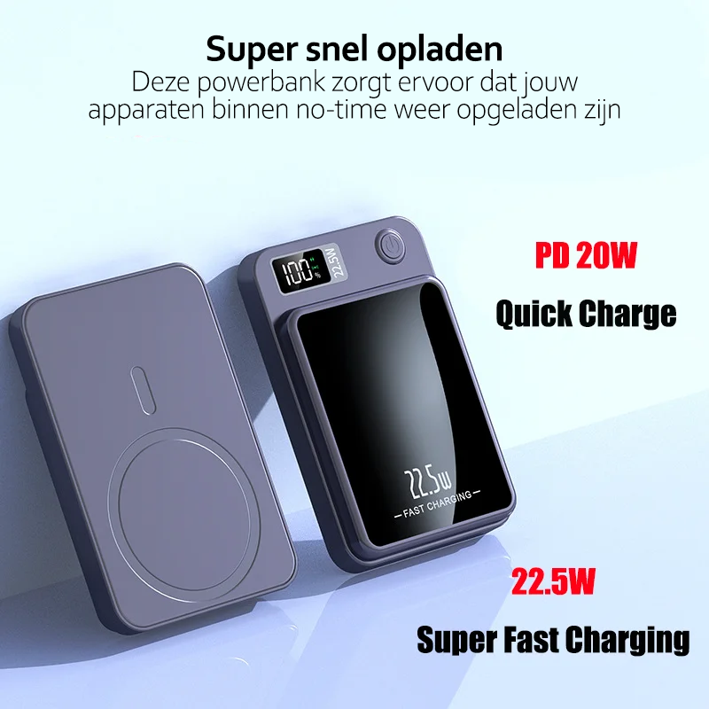 Powerbank - Magneto - Draadloos opladen - Magsafe compatibel