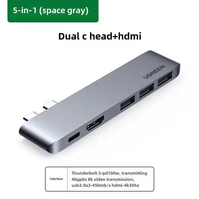 USB-C Hub - HubPro 5-in-1 - Meerdere Apparaten Ondersteuning - Ultieme Productiviteit